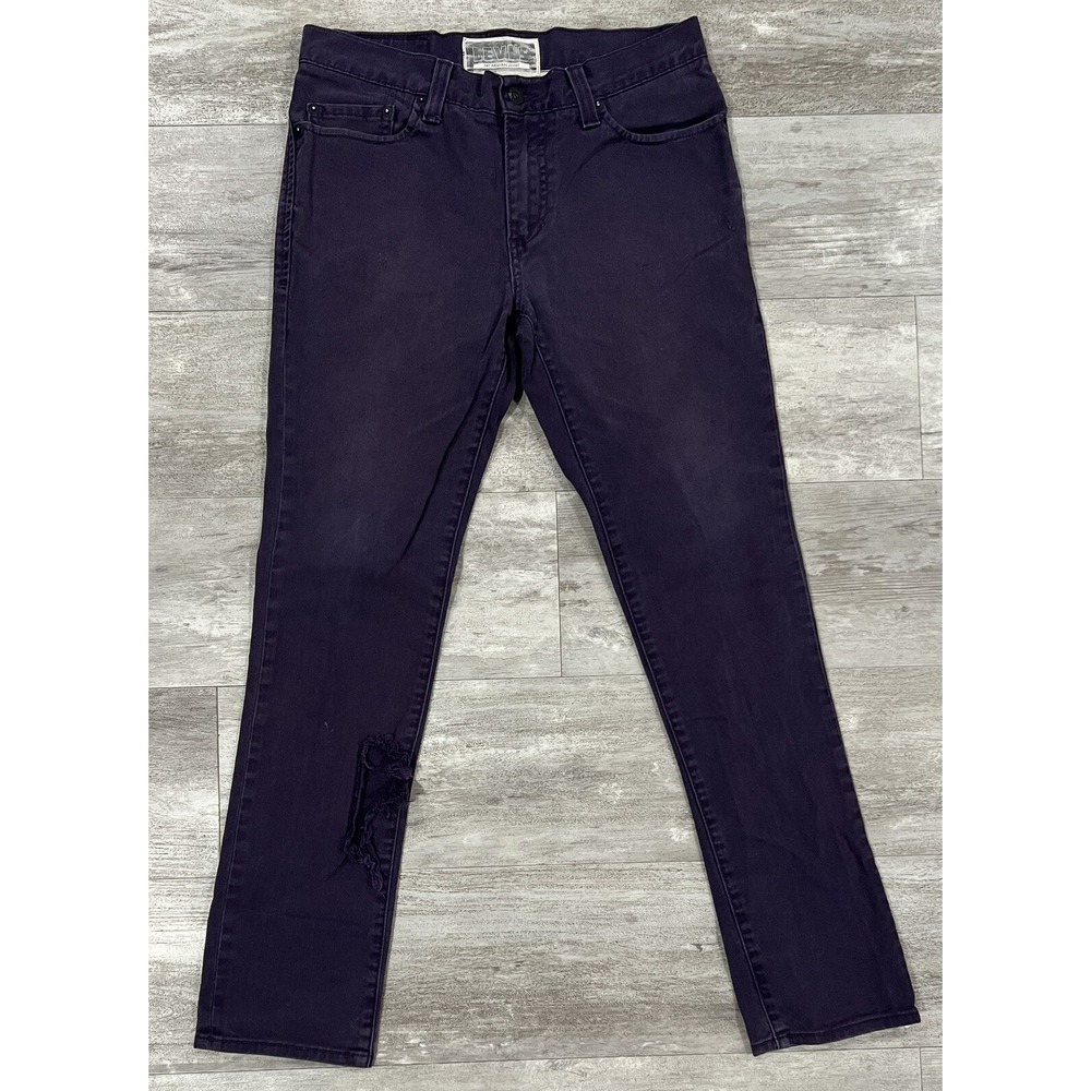 Levi's Women's 510 Denim Jeans Super Skinny Purple Size 31x29.5 Distressed